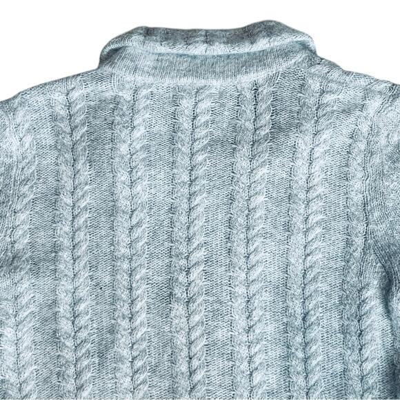Kenar Women’s Sz XL Gray Angora Cardigan Sweater Cable Knit Button Front - Picture 8 of 12